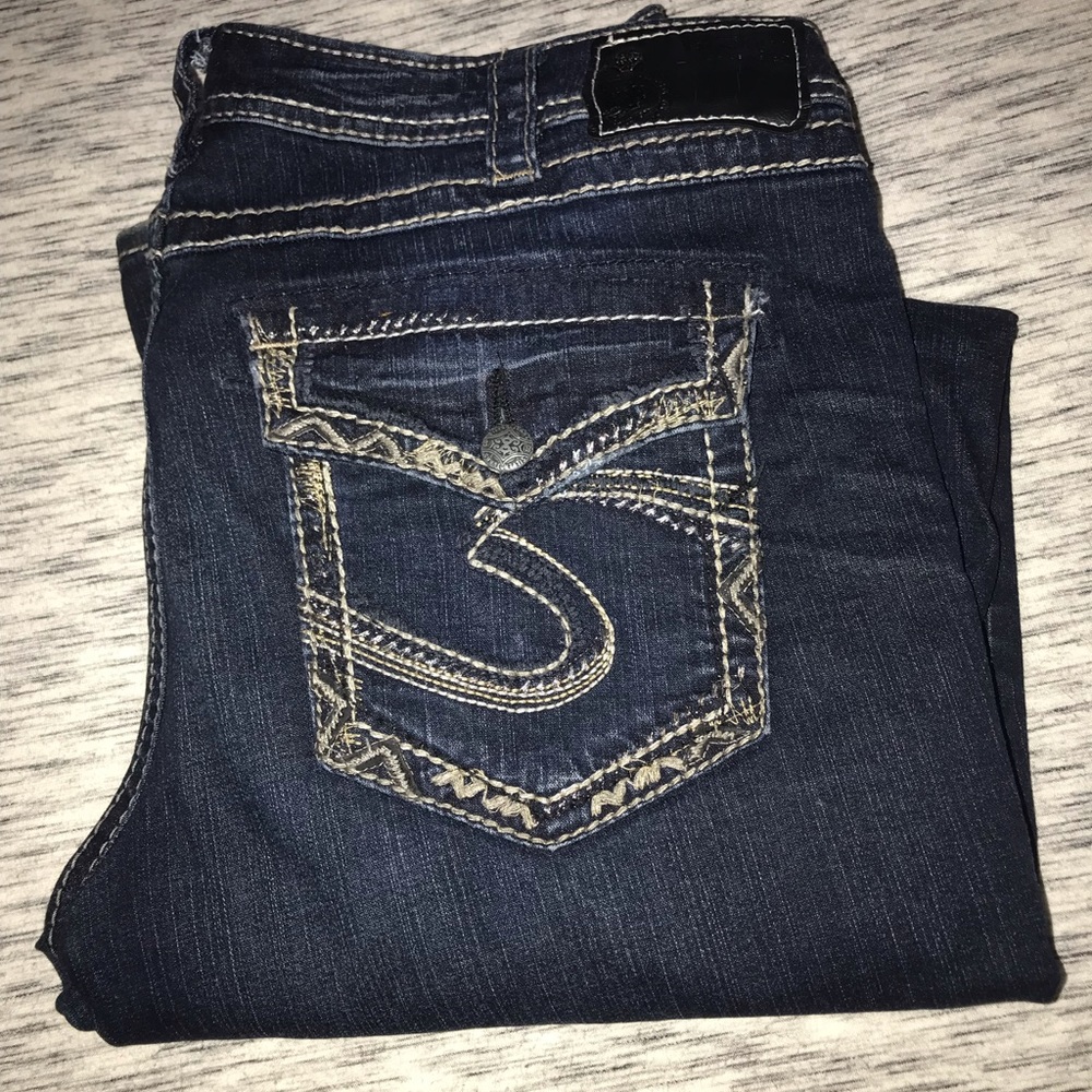 Silver Aiko Mid Slim Boot 34x33 Dark Jeans
